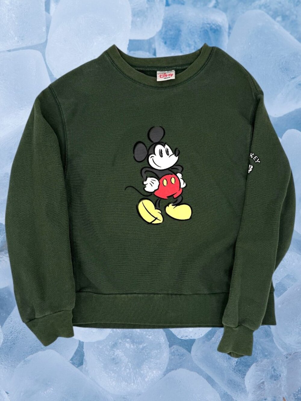 Vtg The Disney Store Mickey Mouse Crewneck Sweatshirt Dark Green Unisex Small